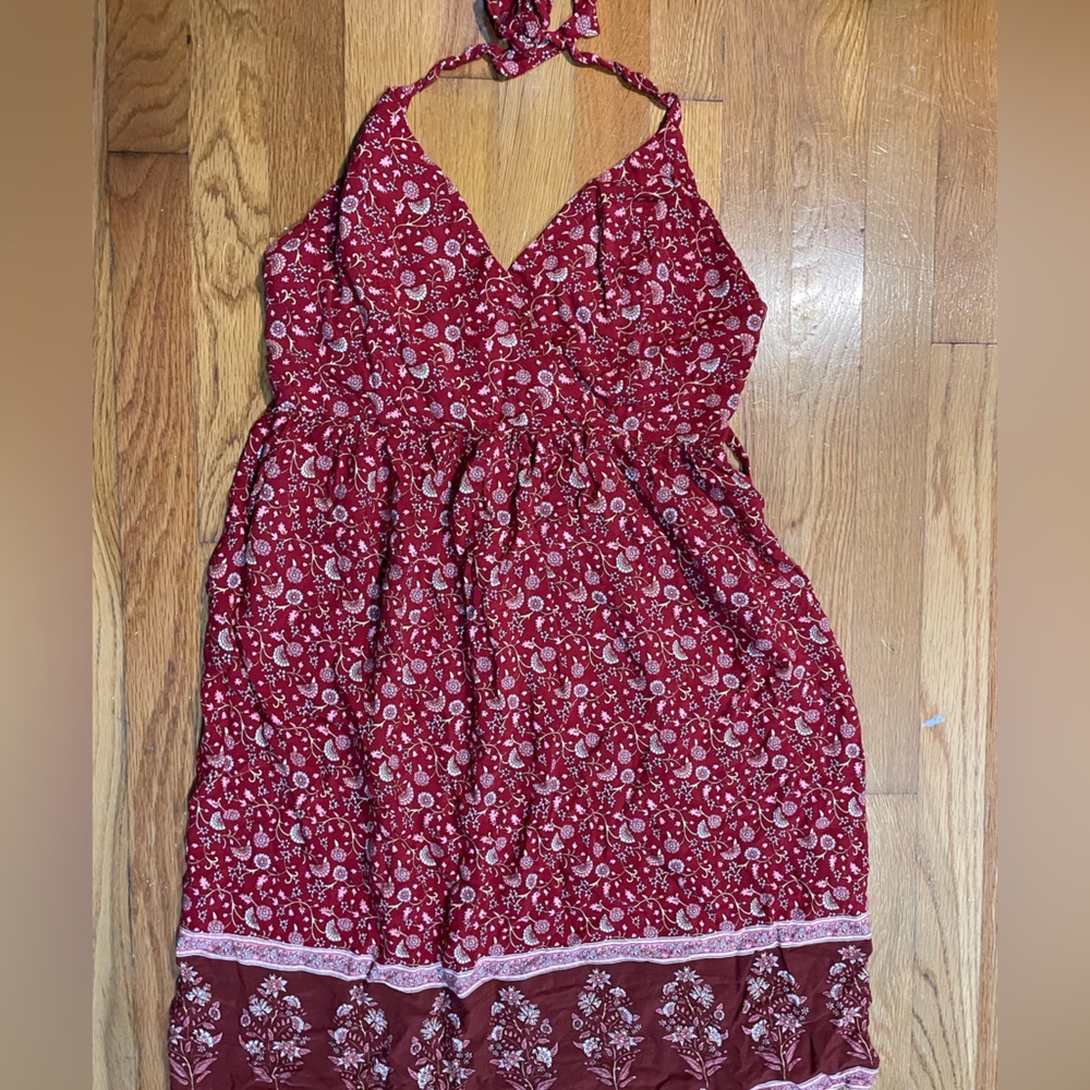 Patterned halter dress